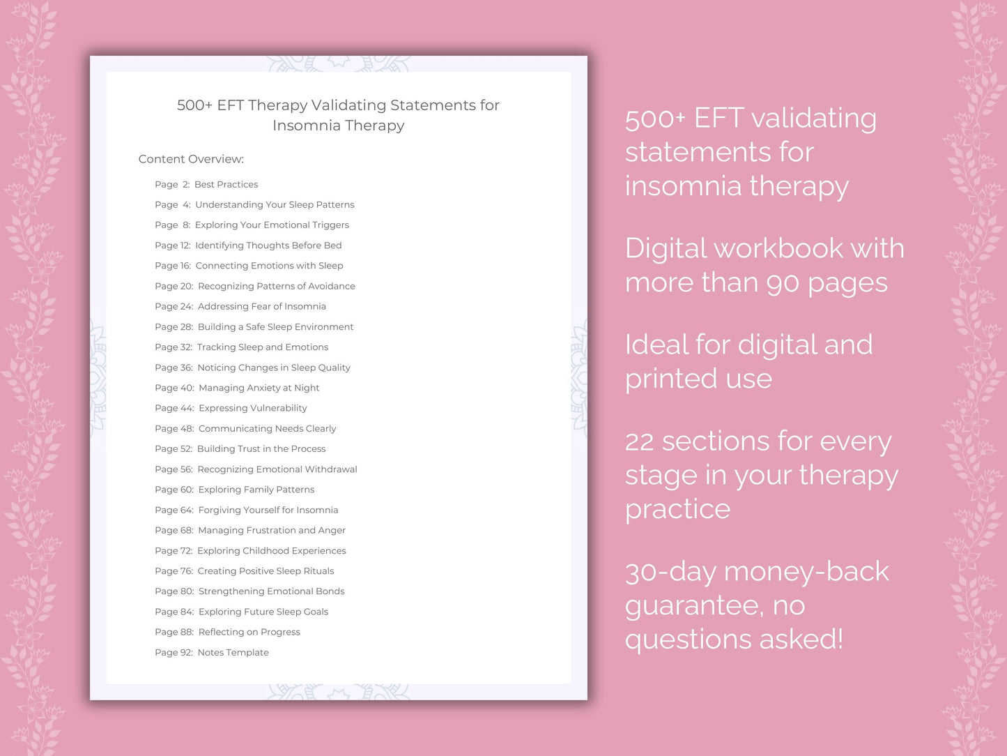 Insomnia Emotionally Focused Therapy (EFT) Therapist Worksheets