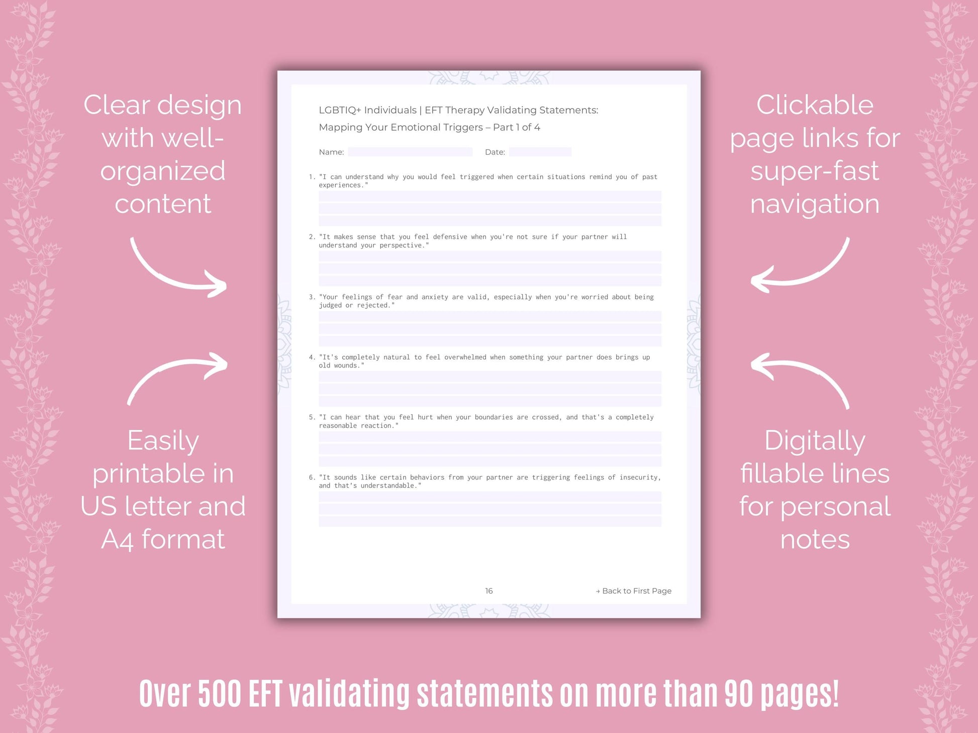 LGBTIQ+ Individuals Emotionally Focused Therapy (EFT) Counseling Templates