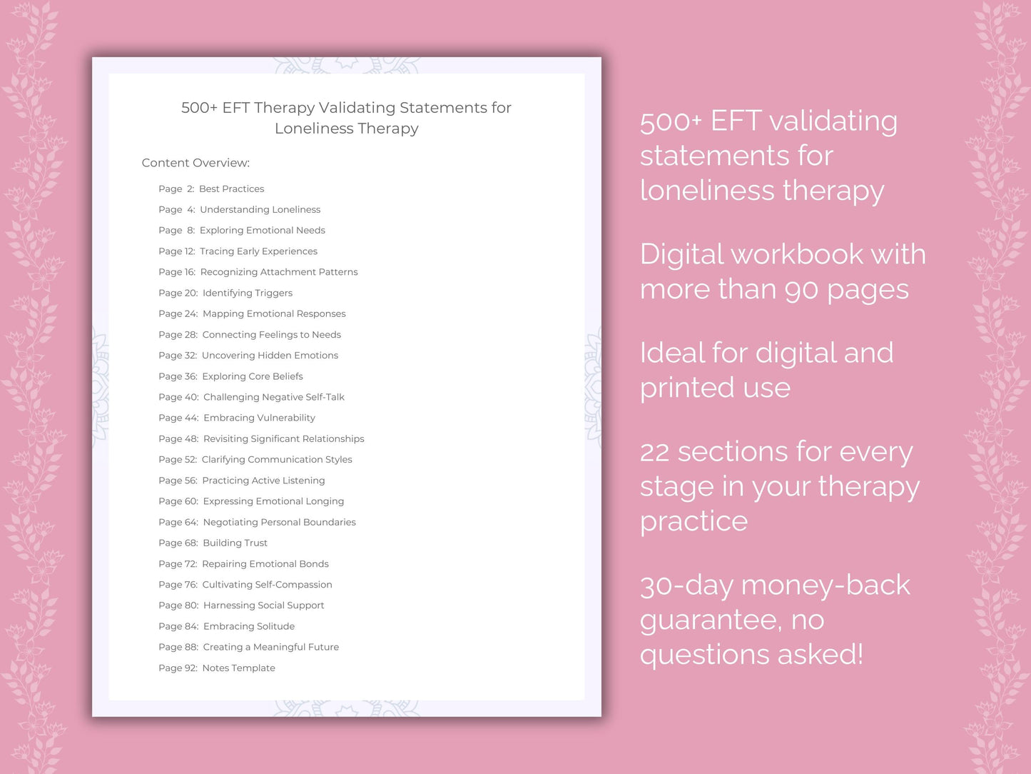 Loneliness Emotionally Focused Therapy (EFT) Therapist Worksheets