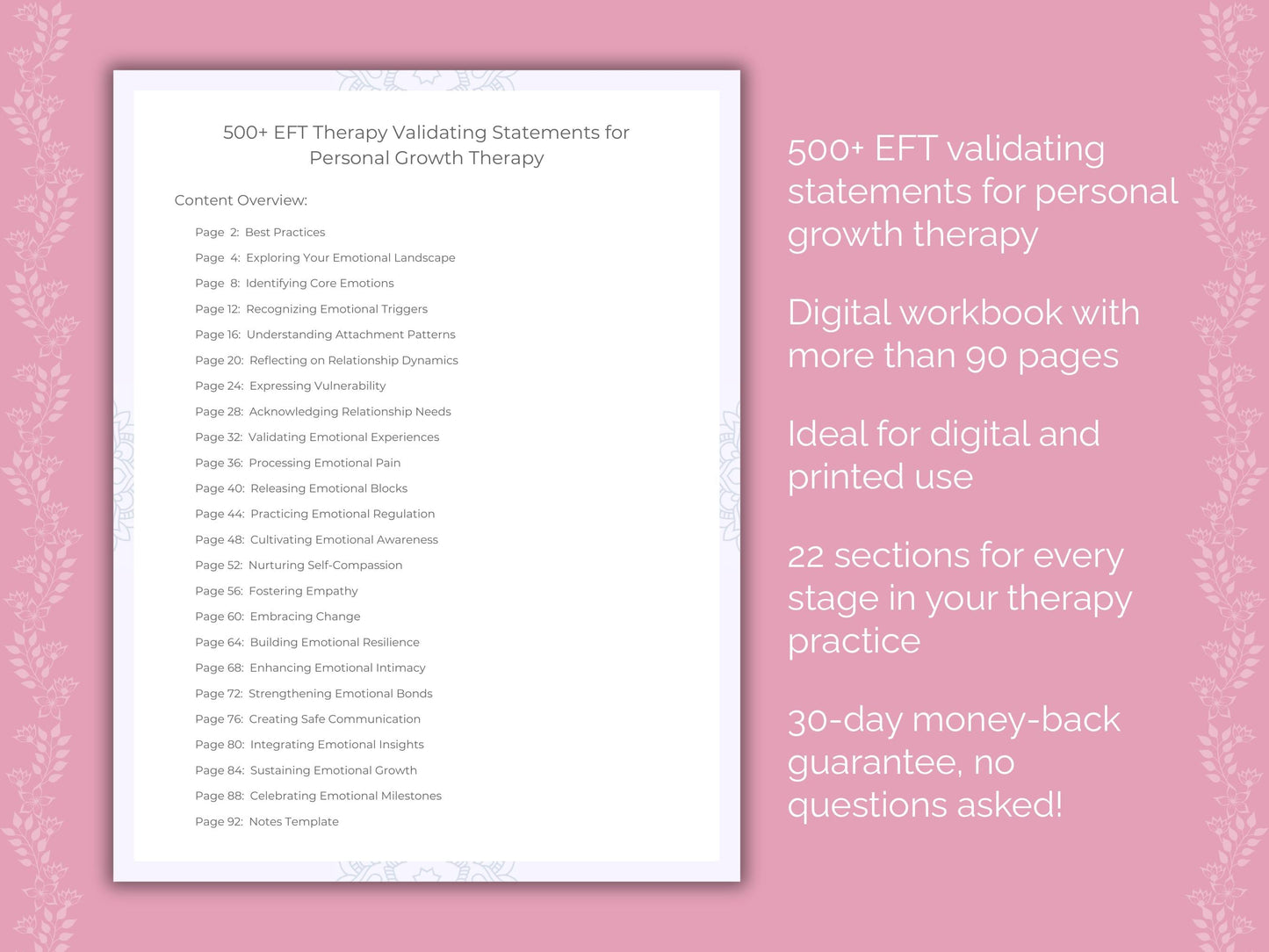Personal Growth Emotionally Focused Therapy (EFT) Therapist Worksheets