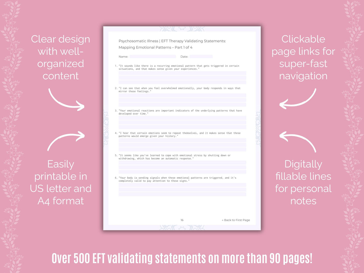 Psychosomatic Illness Emotionally Focused Therapy (EFT) Counseling Templates