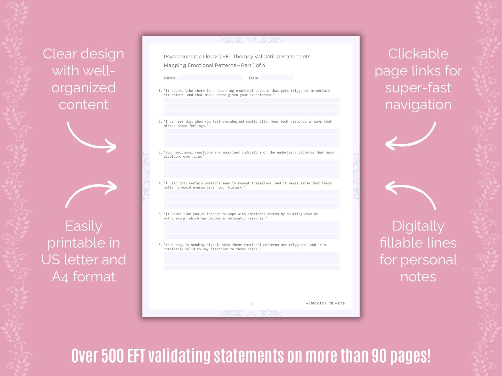 Psychosomatic Illness Emotionally Focused Therapy (EFT) Counseling Templates