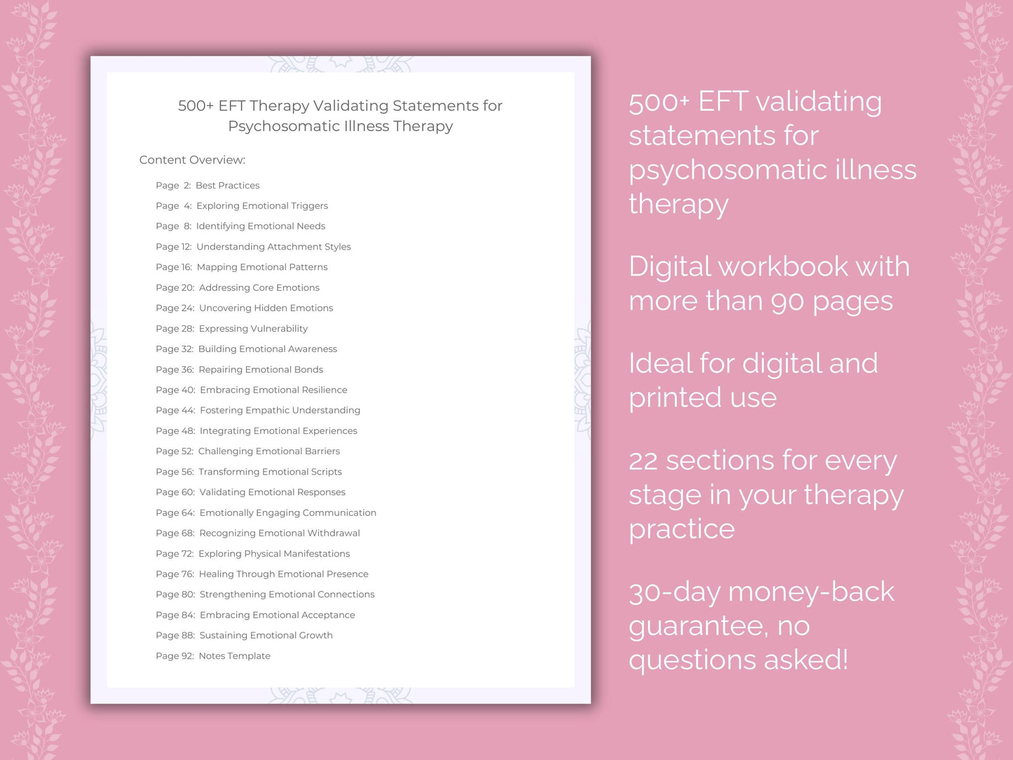 Psychosomatic Illness Emotionally Focused Therapy (EFT) Therapist Worksheets