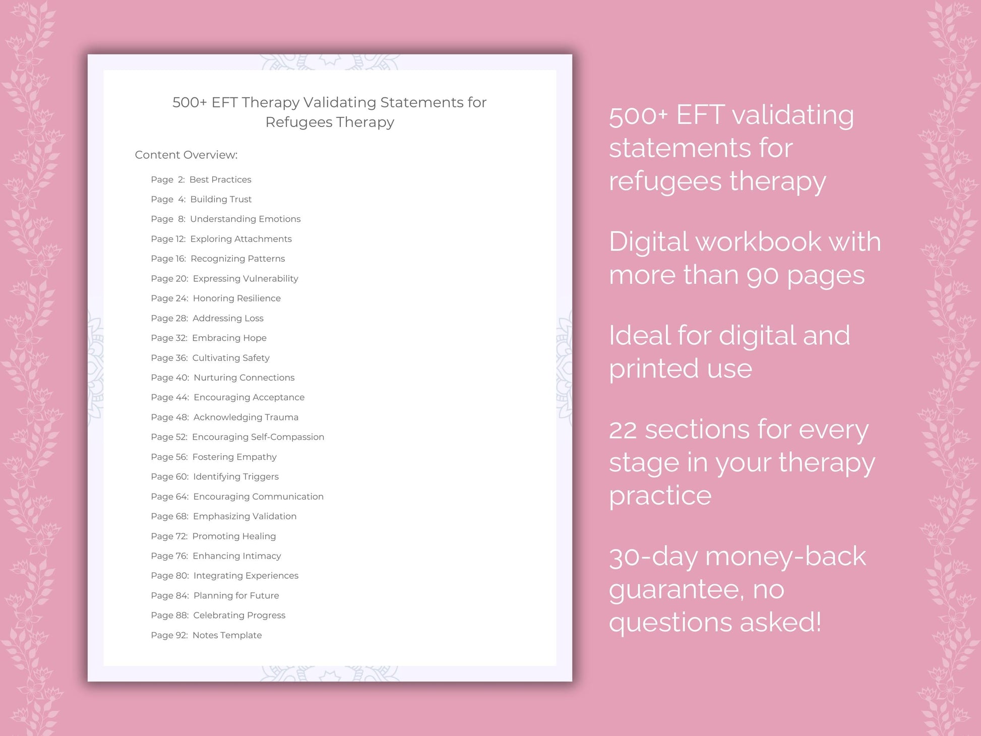 Refugees Emotionally Focused Therapy (EFT) Therapist Worksheets