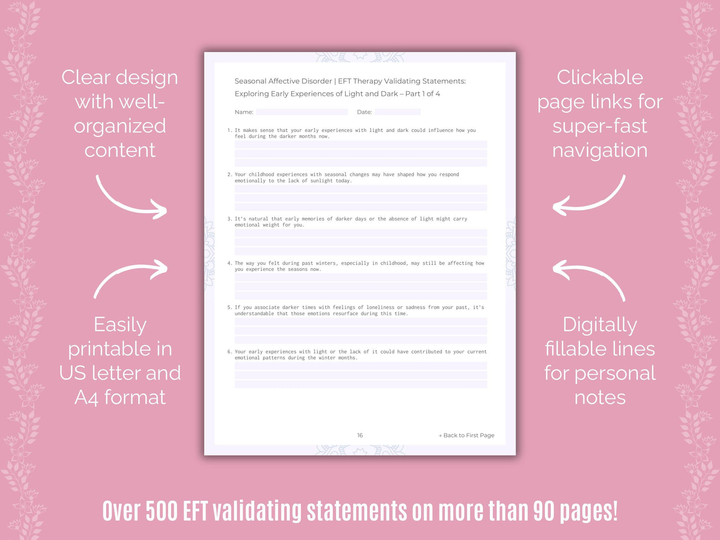 Seasonal Affective Disorder Emotionally Focused Therapy (EFT) Counseling Templates
