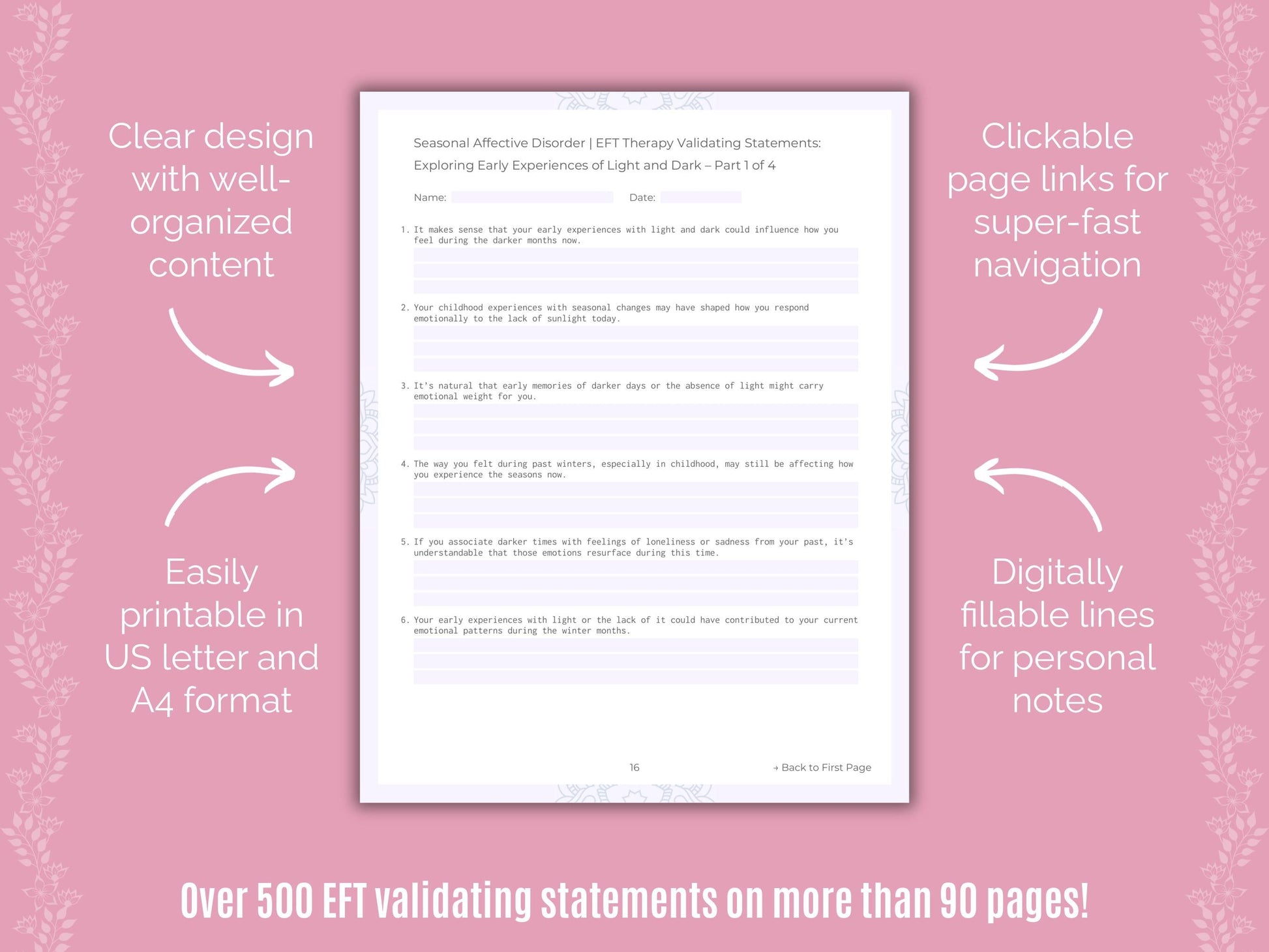 Seasonal Affective Disorder Emotionally Focused Therapy (EFT) Counseling Templates