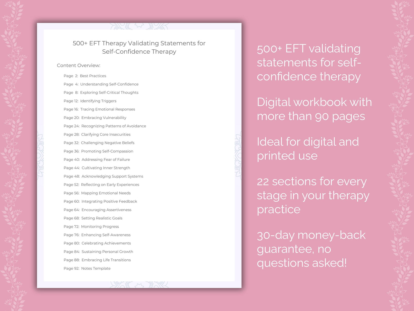 Self-Confidence Emotionally Focused Therapy (EFT) Therapist Worksheets