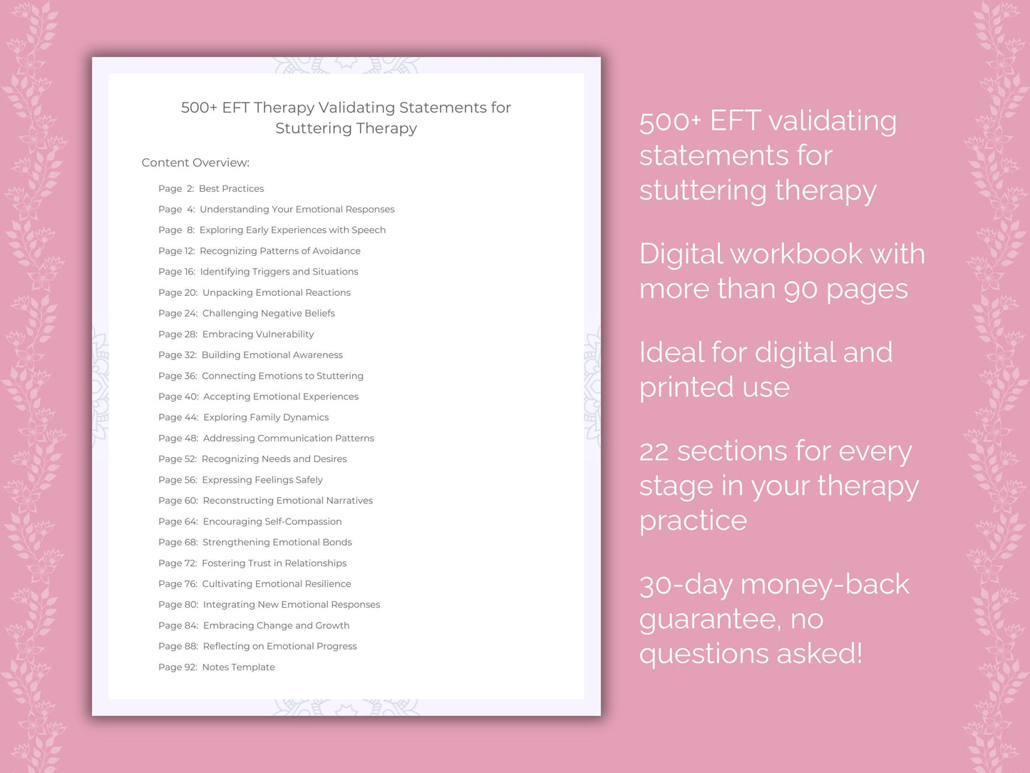 Stuttering Emotionally Focused Therapy (EFT) Therapist Worksheets
