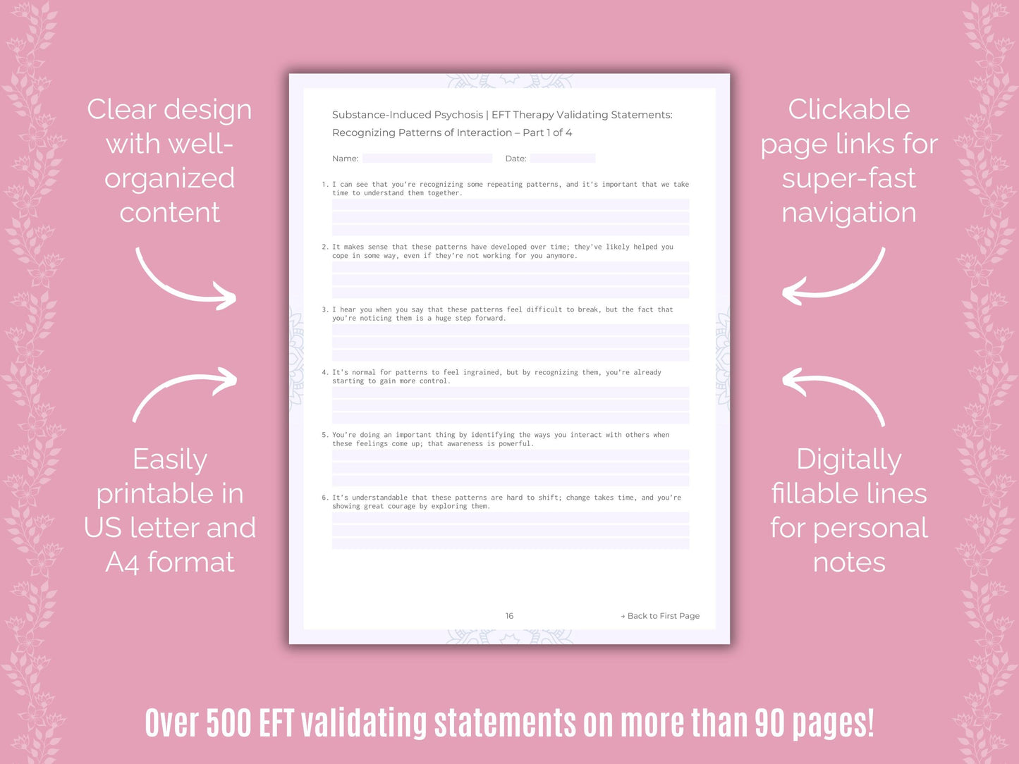 Substance-Induced Psychosis Emotionally Focused Therapy (EFT) Counseling Templates