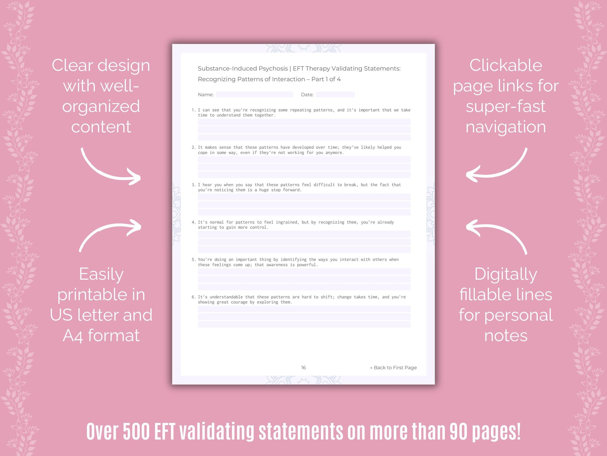 Substance-Induced Psychosis Emotionally Focused Therapy (EFT) Counseling Templates