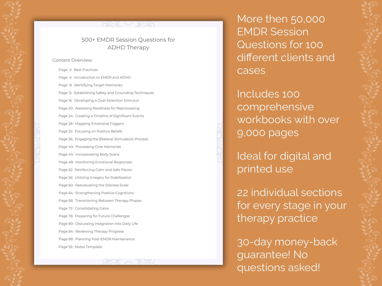 Eye Movement Desensitization and Reprocessing (EMDR) Therapy Session Questions Counseling Templates