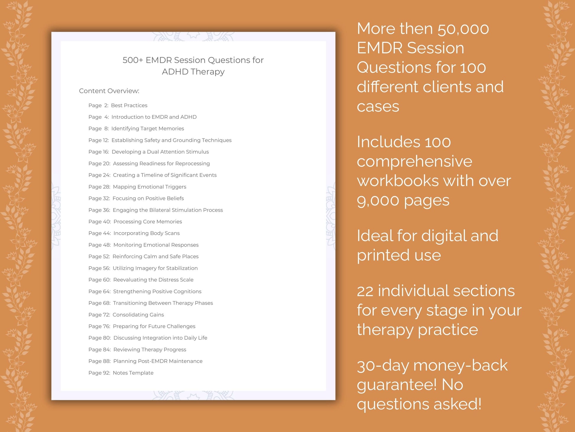 Eye Movement Desensitization and Reprocessing (EMDR) Therapy Session Questions Counseling Templates