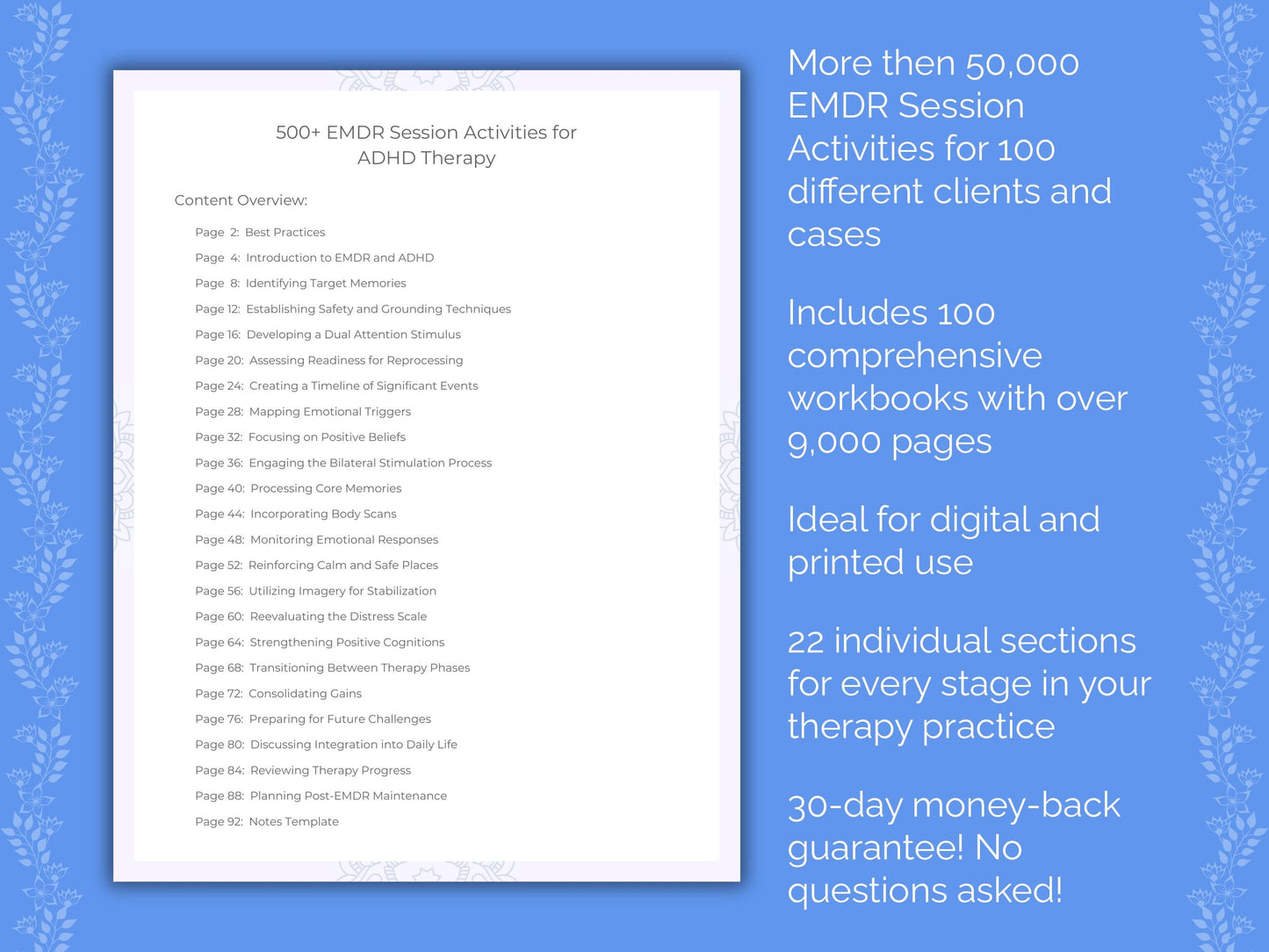 Eye Movement Desensitization and Reprocessing (EMDR) Therapy Session Activities Counseling Templates