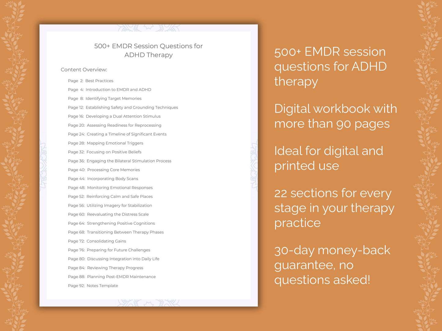 ADHD Eye Movement Desensitization and Reprocessing (EMDR) Therapist Worksheets