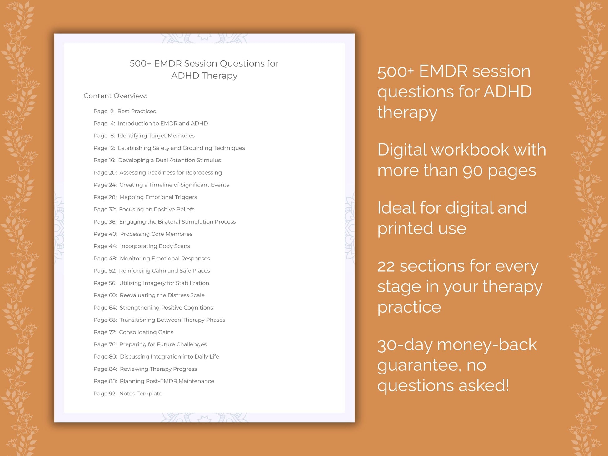 ADHD Eye Movement Desensitization and Reprocessing (EMDR) Therapist Worksheets