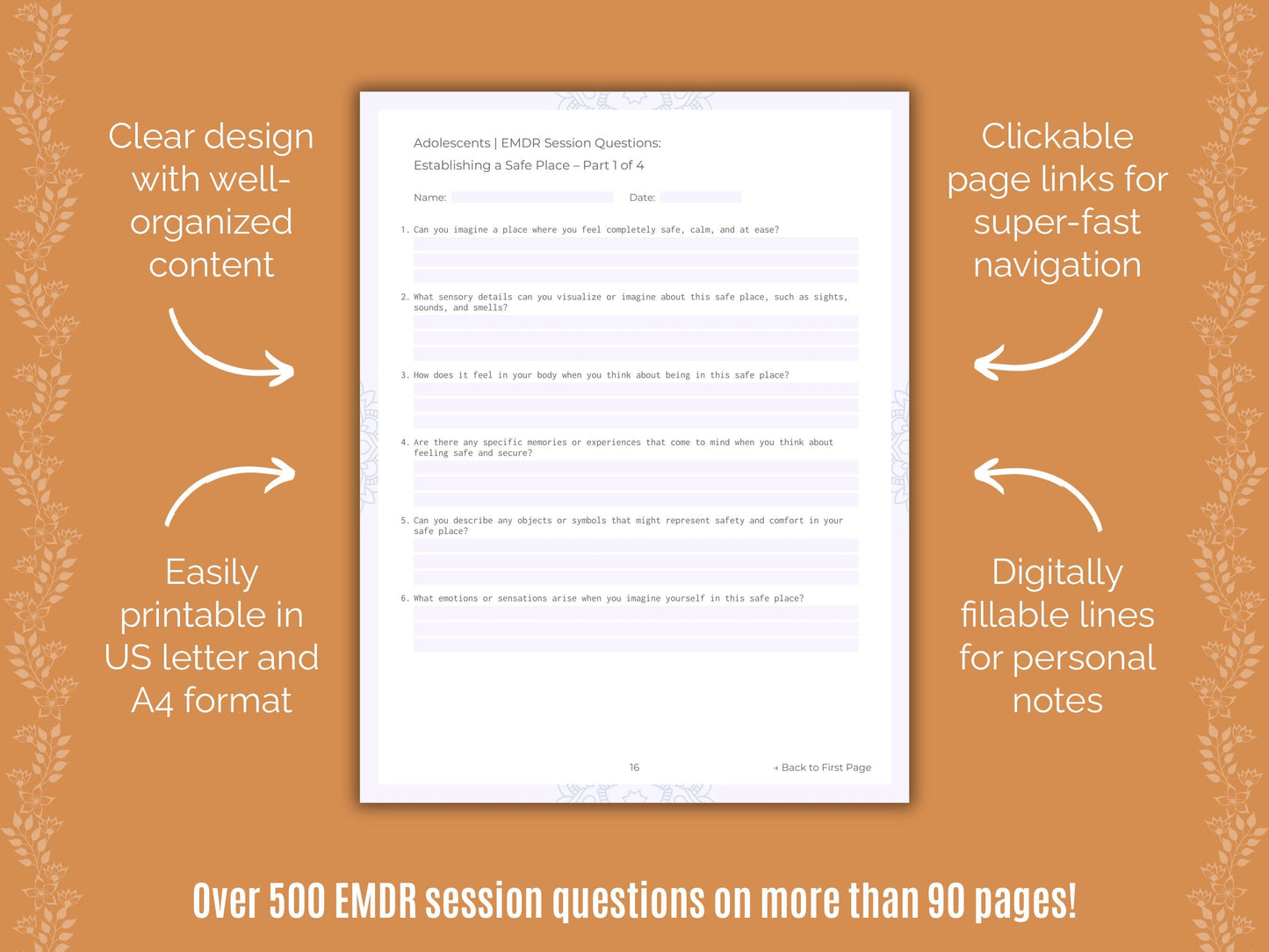 Adolescents Eye Movement Desensitization and Reprocessing (EMDR) Counseling Templates