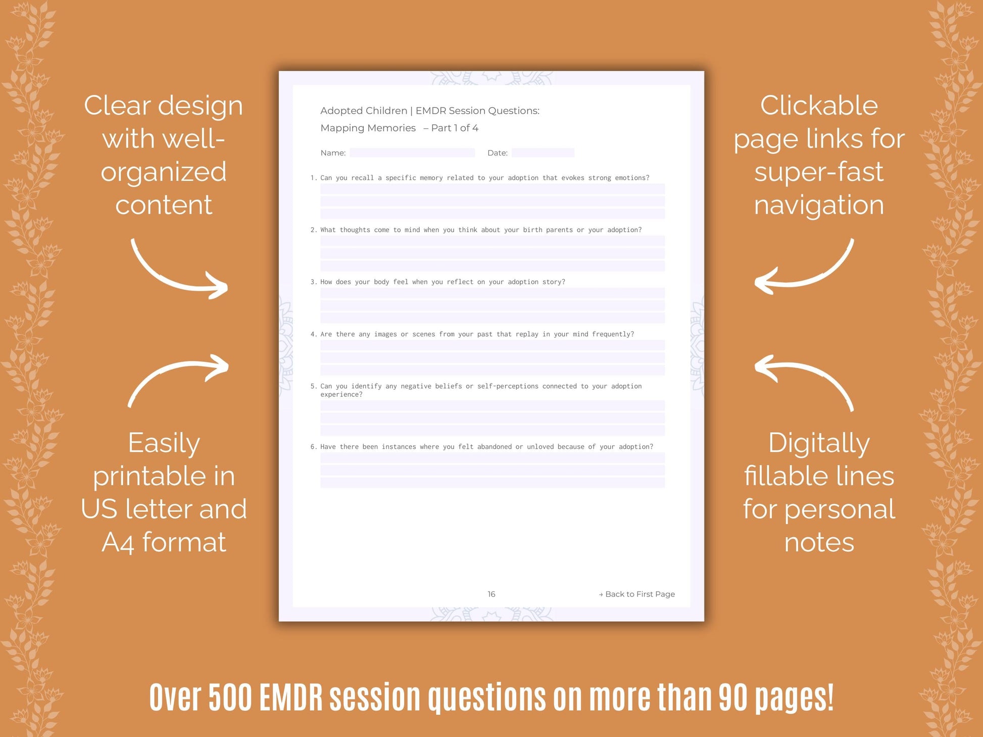 Adopted Children Eye Movement Desensitization and Reprocessing (EMDR) Counseling Templates