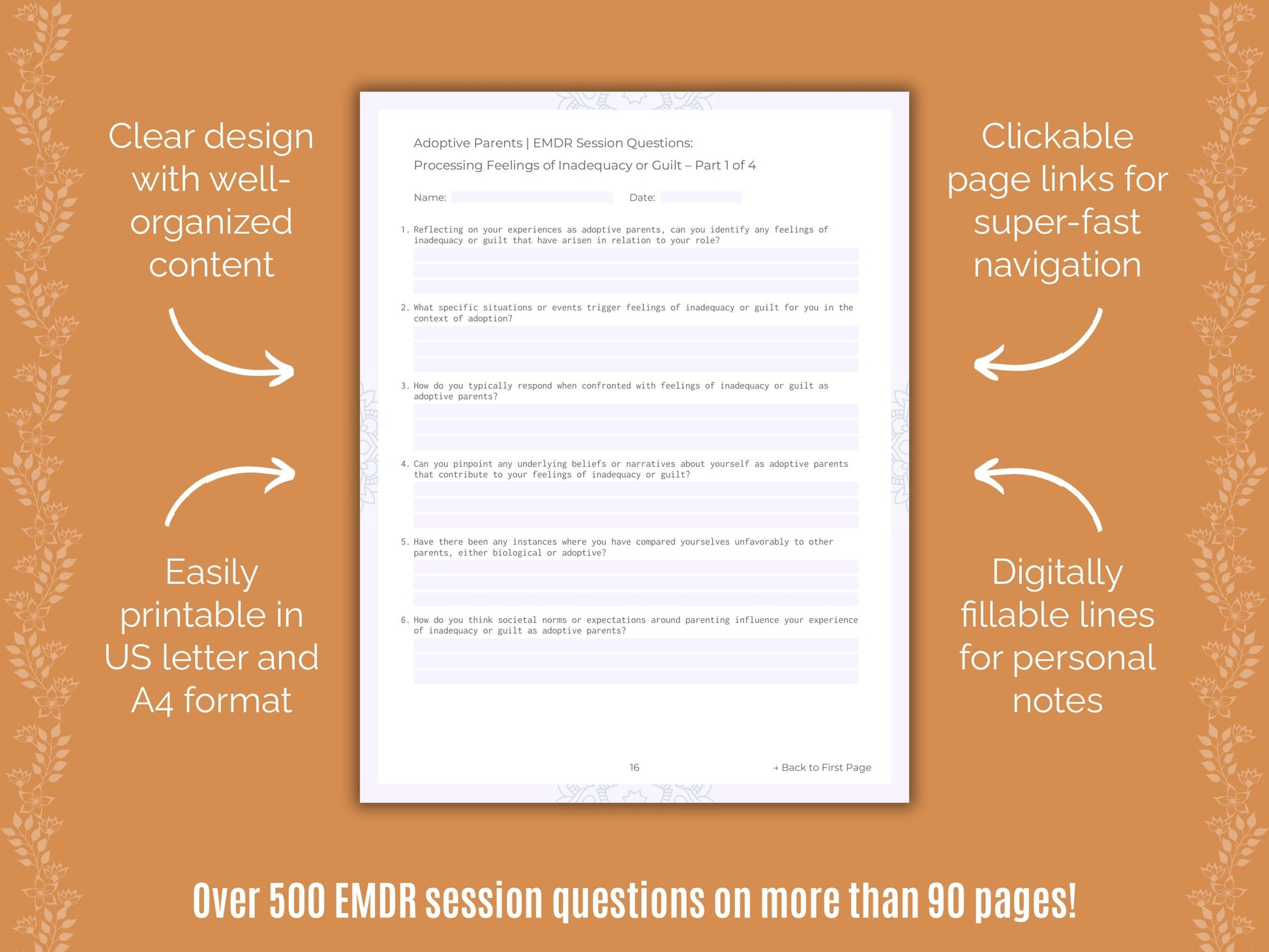 Adoptive Parents Eye Movement Desensitization and Reprocessing (EMDR) Counseling Templates