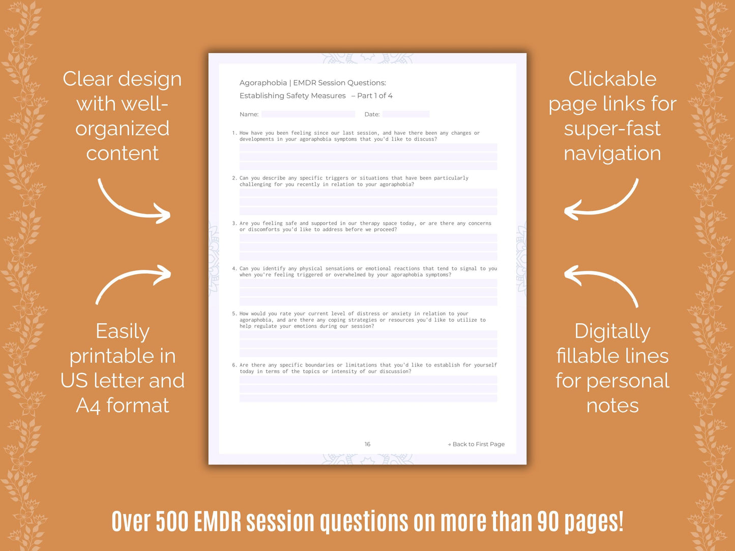 Agoraphobia Eye Movement Desensitization and Reprocessing (EMDR) Counseling Templates