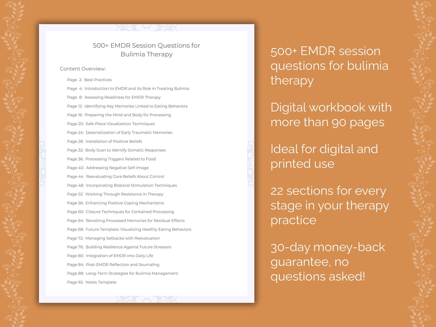 Bulimia Eye Movement Desensitization and Reprocessing (EMDR) Therapist Worksheets