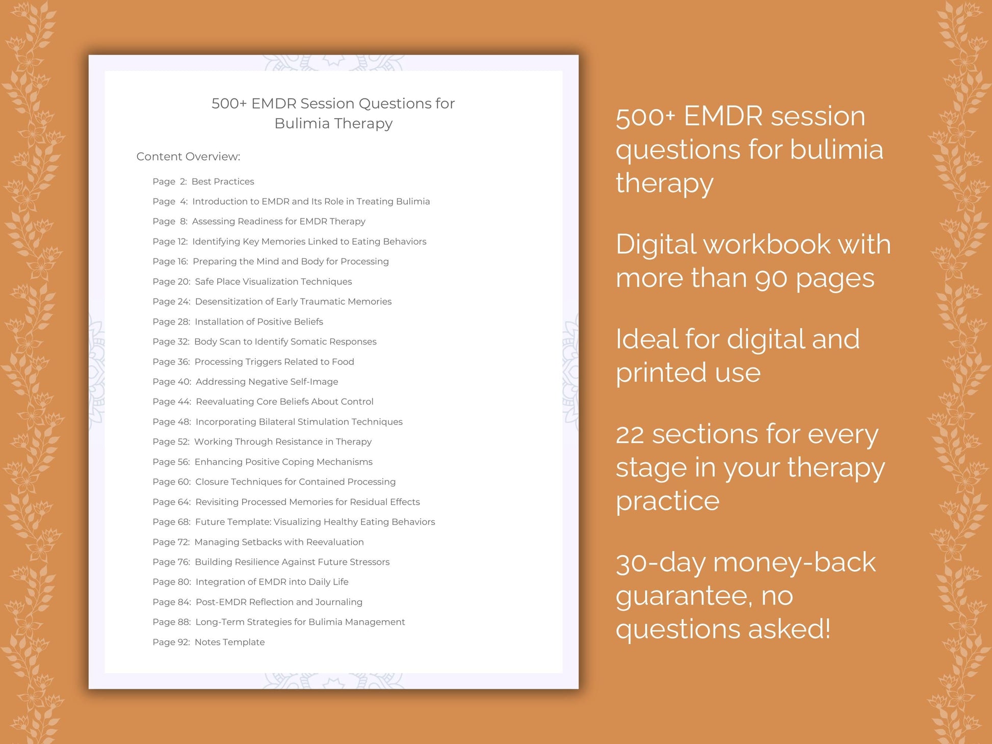 Bulimia Eye Movement Desensitization and Reprocessing (EMDR) Therapist Worksheets