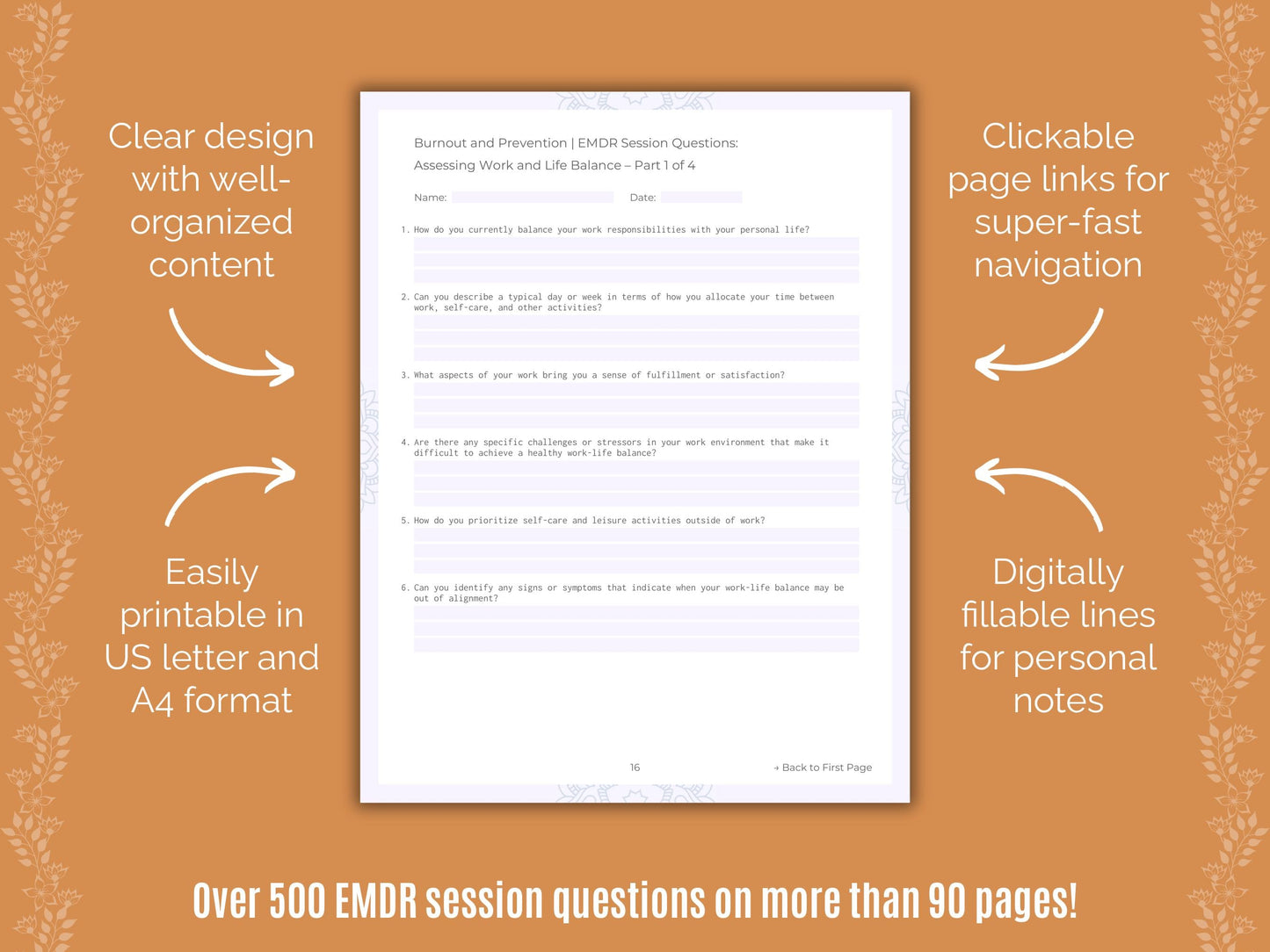 Burnout and Prevention Eye Movement Desensitization and Reprocessing (EMDR) Counseling Templates