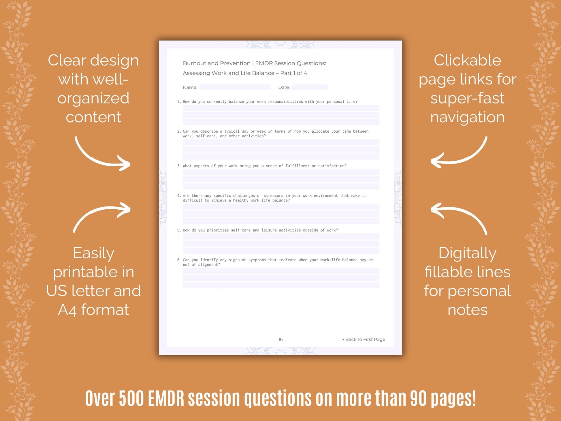 Burnout and Prevention Eye Movement Desensitization and Reprocessing (EMDR) Counseling Templates