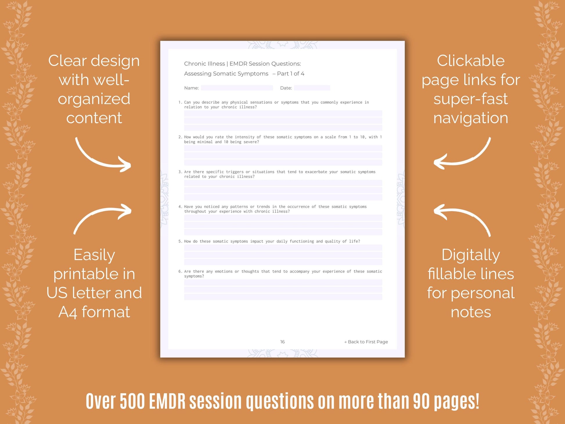 Chronic Illness Eye Movement Desensitization and Reprocessing (EMDR) Counseling Templates