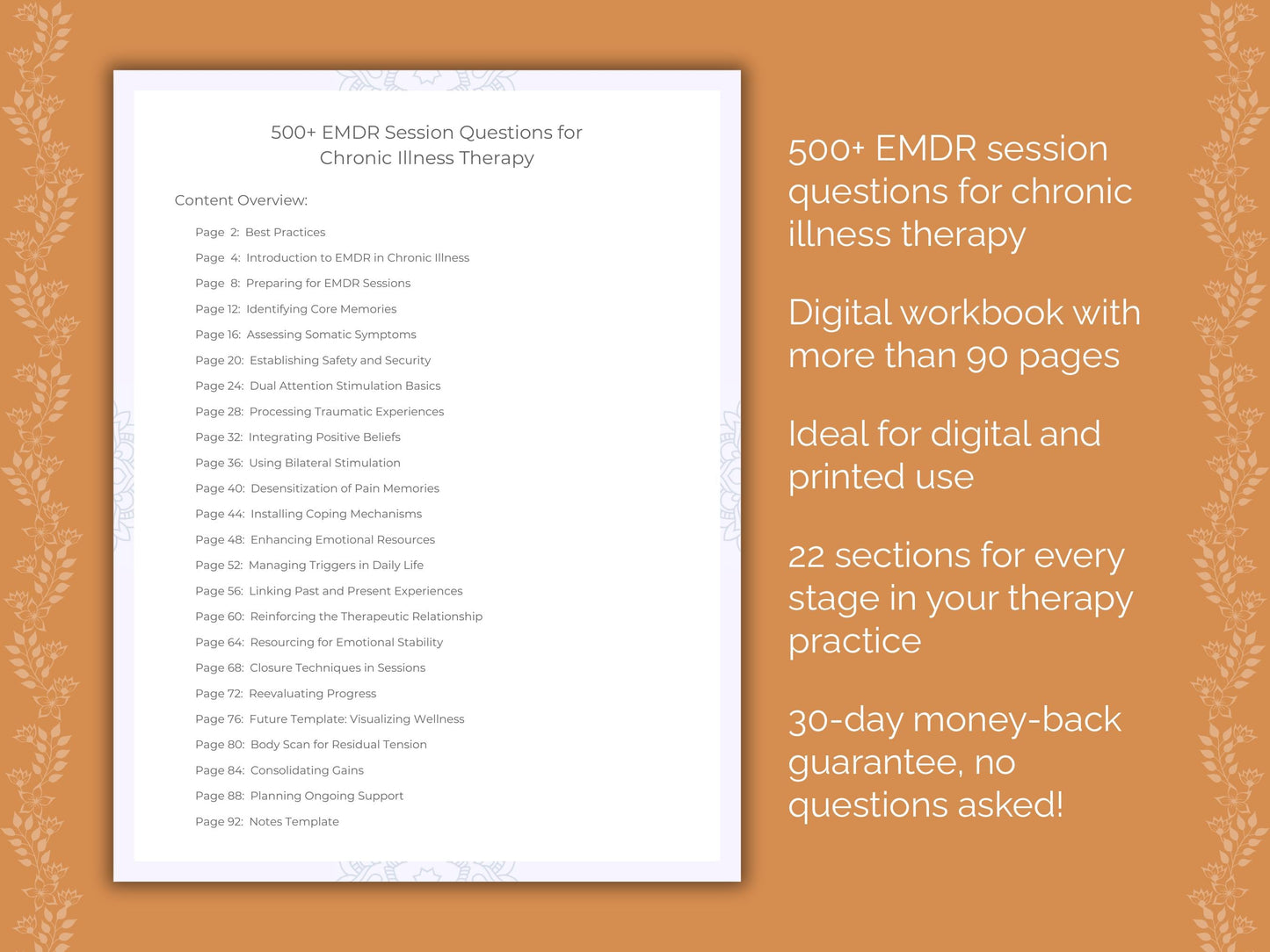 Chronic Illness Eye Movement Desensitization and Reprocessing (EMDR) Therapist Worksheets