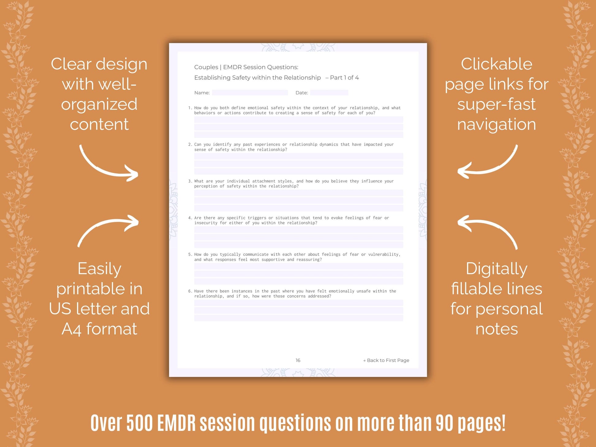 Couples Eye Movement Desensitization and Reprocessing (EMDR) Counseling Templates