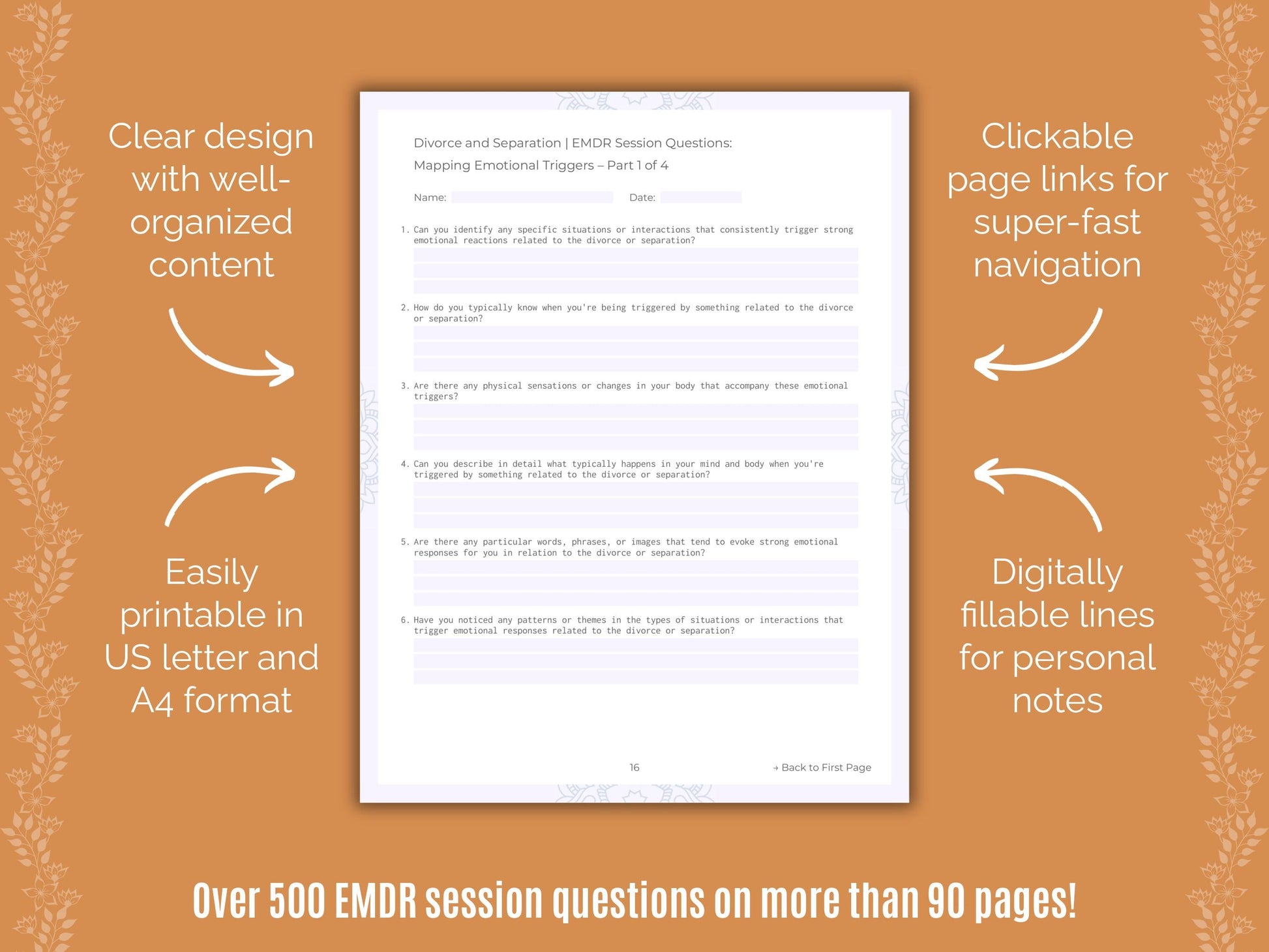 Divorce and Separation Eye Movement Desensitization and Reprocessing (EMDR) Counseling Templates