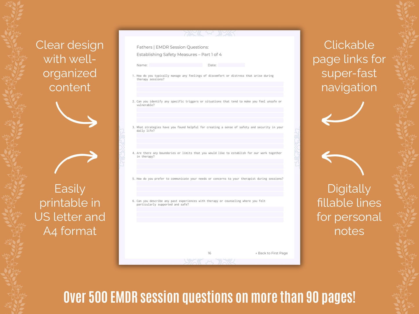 Fathers Eye Movement Desensitization and Reprocessing (EMDR) Counseling Templates