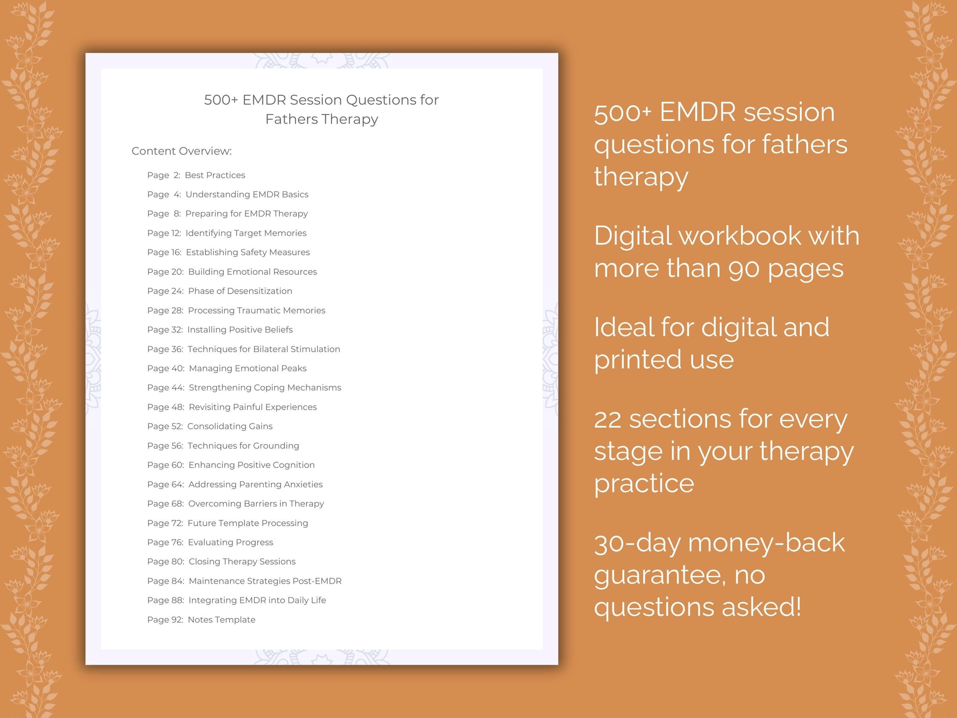 Fathers Eye Movement Desensitization and Reprocessing (EMDR) Therapist Worksheets