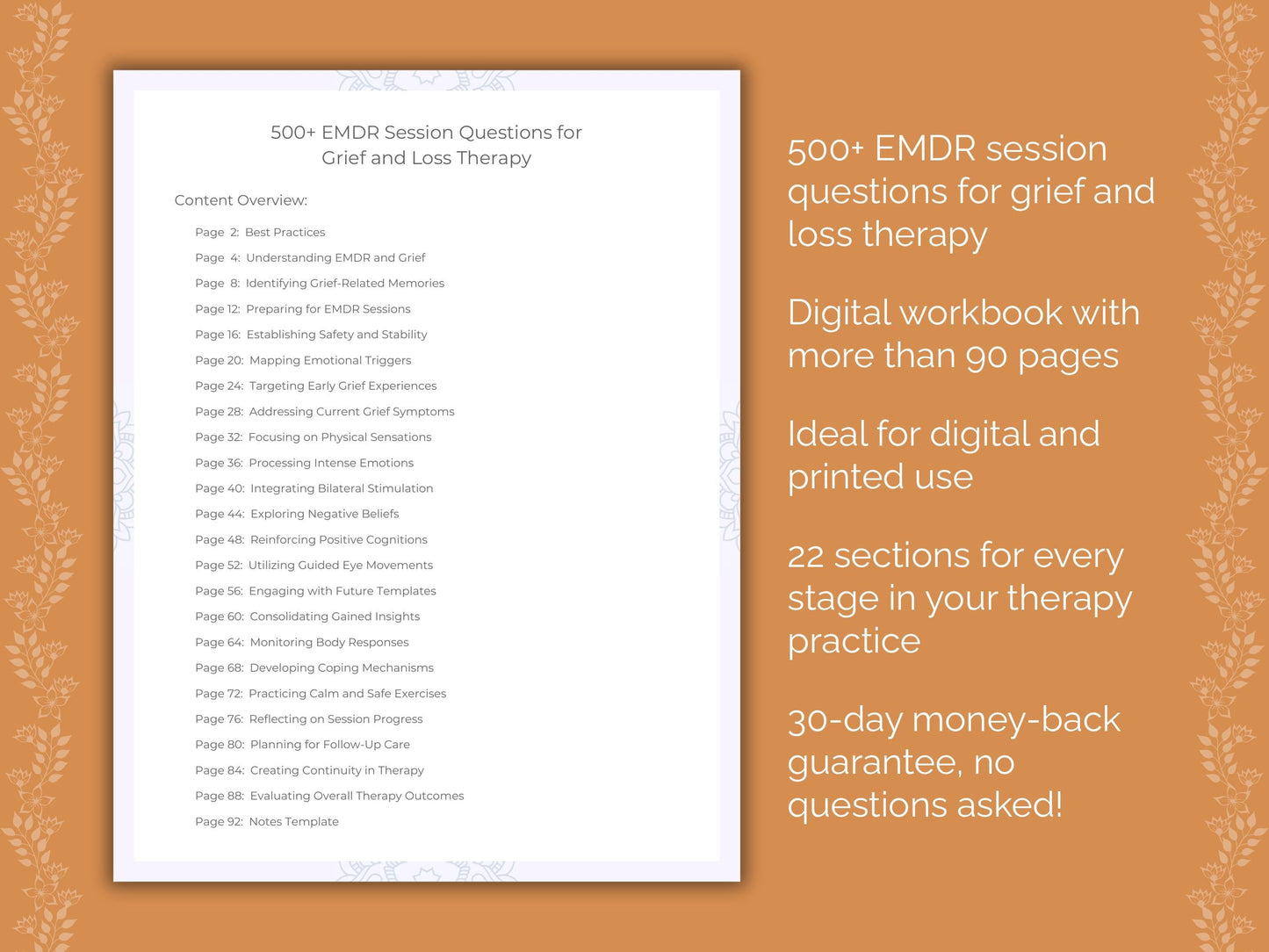 Grief and Loss Eye Movement Desensitization and Reprocessing (EMDR) Therapist Worksheets