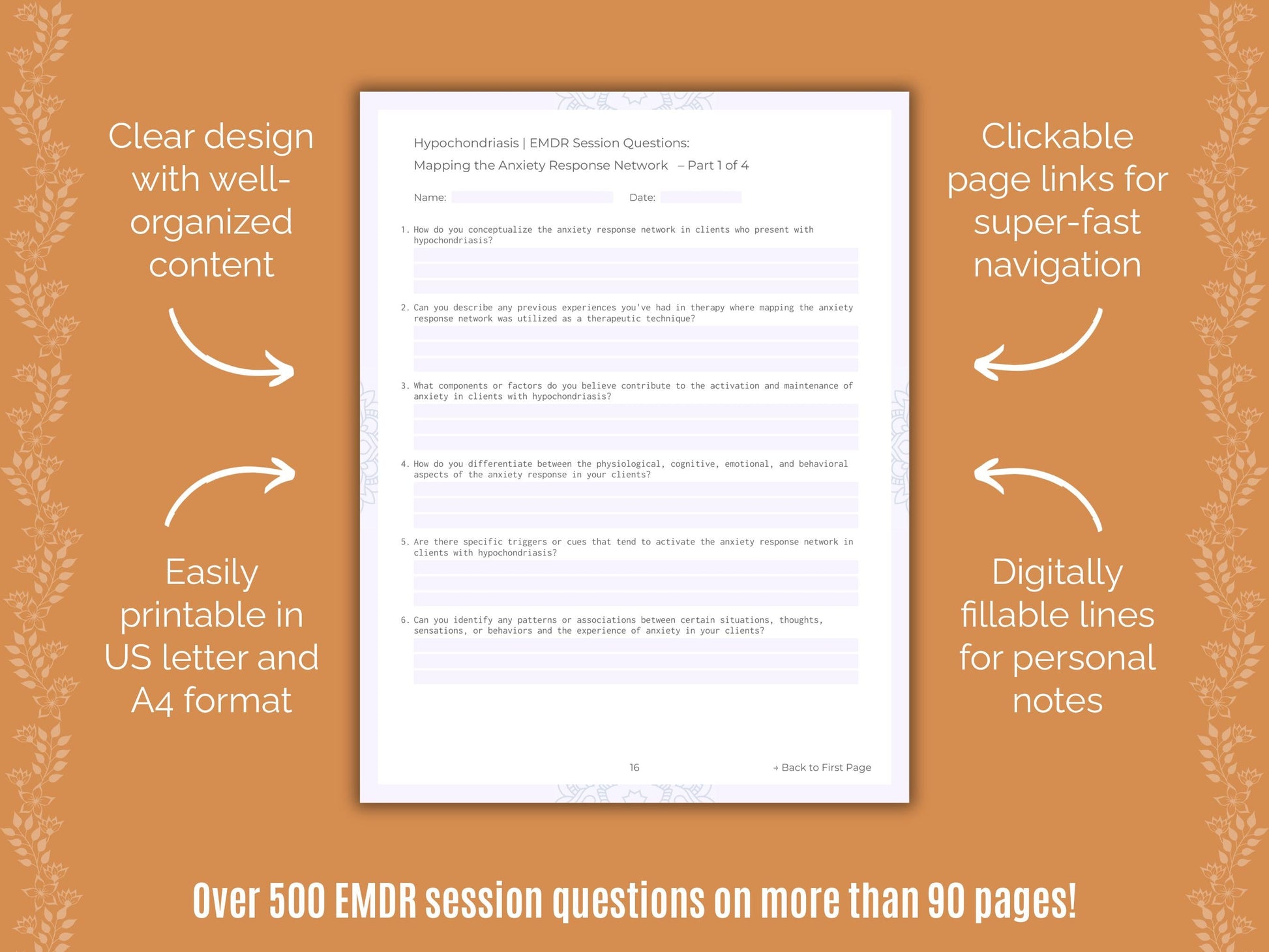 Hypochondriasis Eye Movement Desensitization and Reprocessing (EMDR) Counseling Templates