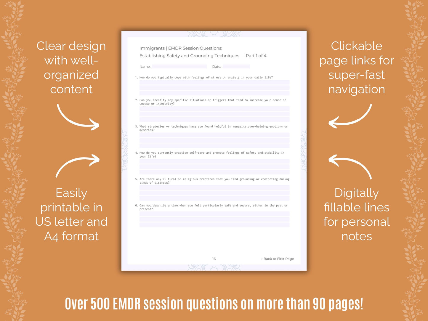 Immigrants Eye Movement Desensitization and Reprocessing (EMDR) Counseling Templates