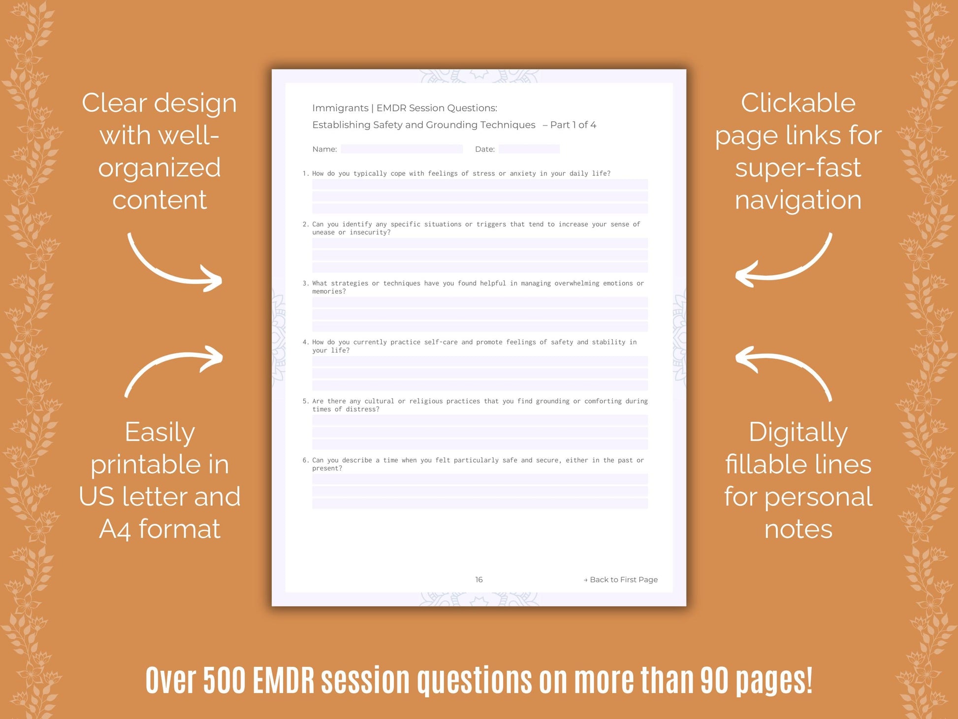 Immigrants Eye Movement Desensitization and Reprocessing (EMDR) Counseling Templates