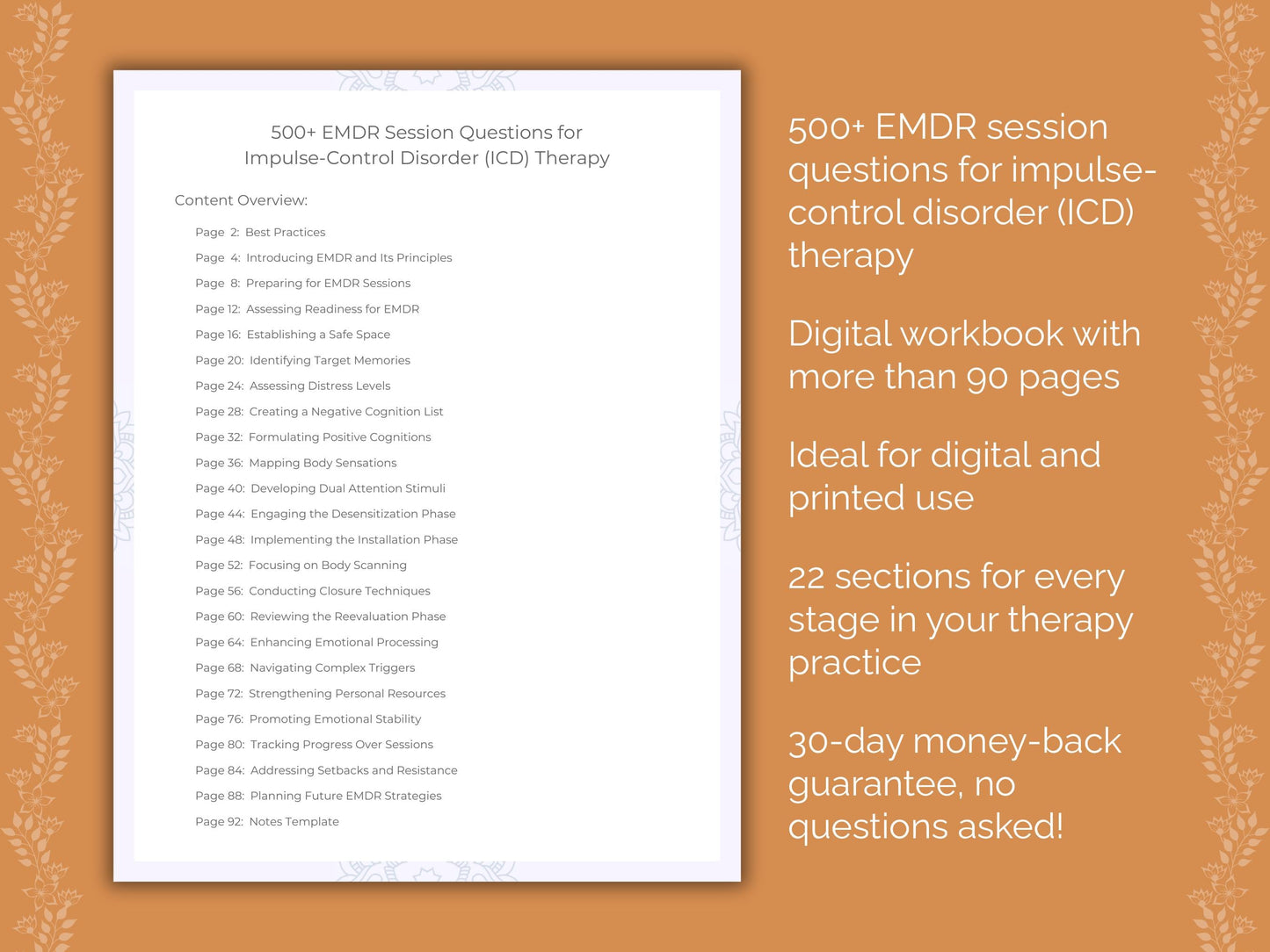 Impulse-Control Disorder (ICD) Eye Movement Desensitization and Reprocessing (EMDR) Therapist Worksheets