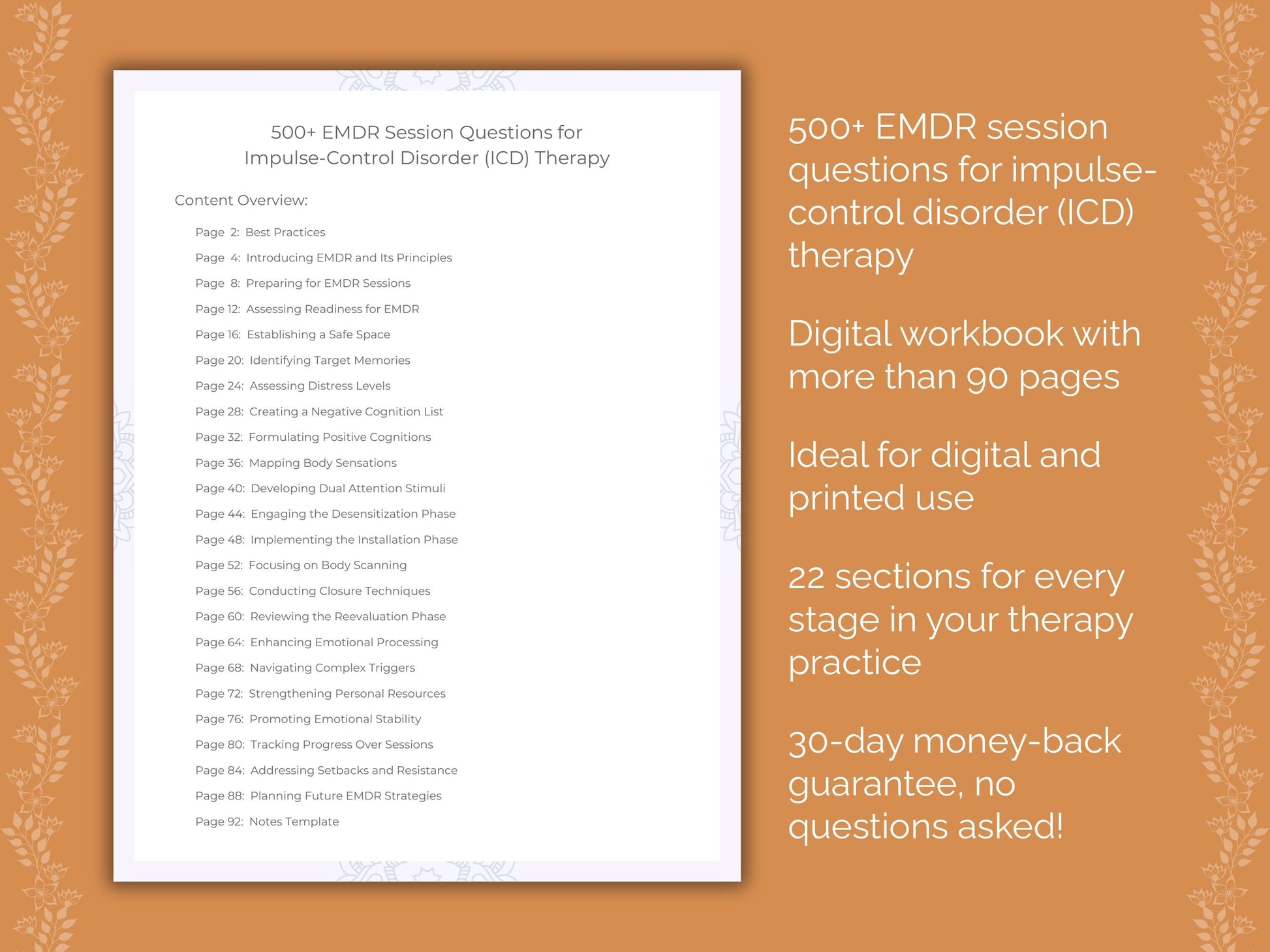 Impulse-Control Disorder (ICD) Eye Movement Desensitization and Reprocessing (EMDR) Therapist Worksheets