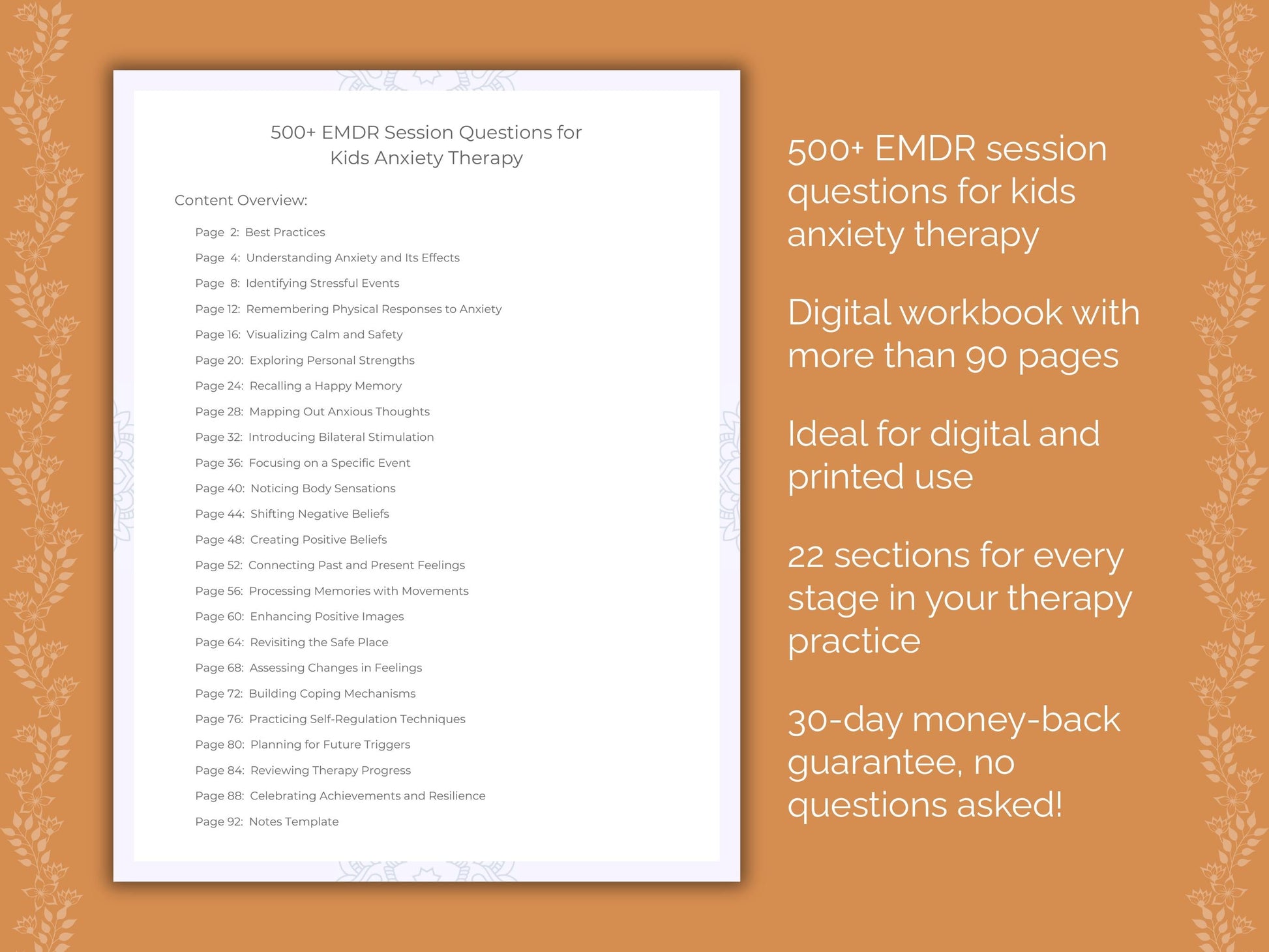 Kids Anxiety Eye Movement Desensitization and Reprocessing (EMDR) Therapist Worksheets