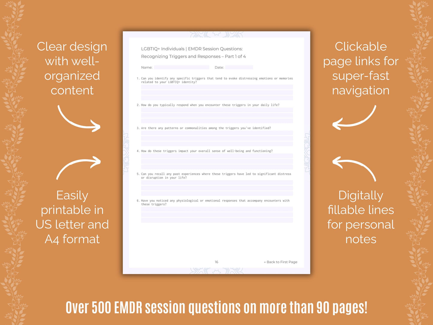 LGBTIQ+ Individuals Eye Movement Desensitization and Reprocessing (EMDR) Counseling Templates