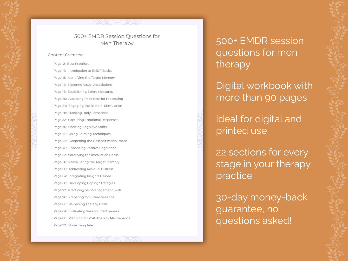 Men Eye Movement Desensitization and Reprocessing (EMDR) Therapist Worksheets