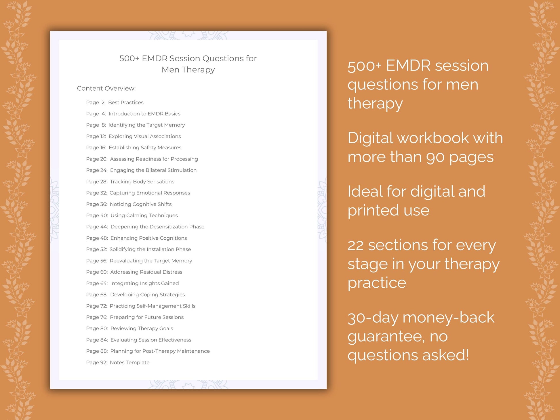 Men Eye Movement Desensitization and Reprocessing (EMDR) Therapist Worksheets