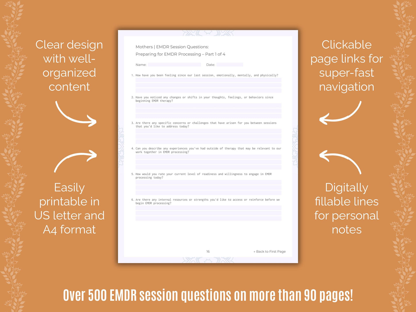 Mothers Eye Movement Desensitization and Reprocessing (EMDR) Counseling Templates