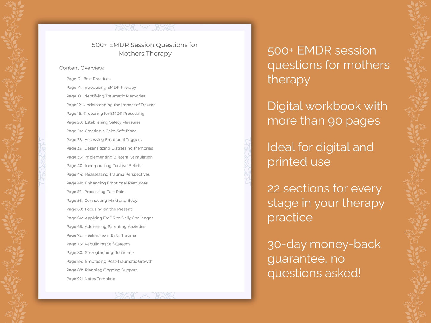 Mothers Eye Movement Desensitization and Reprocessing (EMDR) Therapist Worksheets