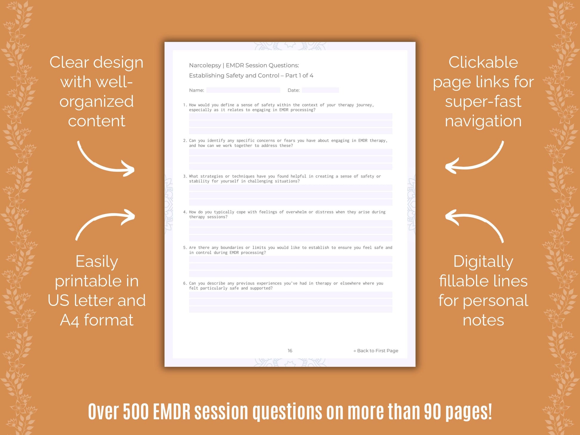 Narcolepsy Eye Movement Desensitization and Reprocessing (EMDR) Counseling Templates