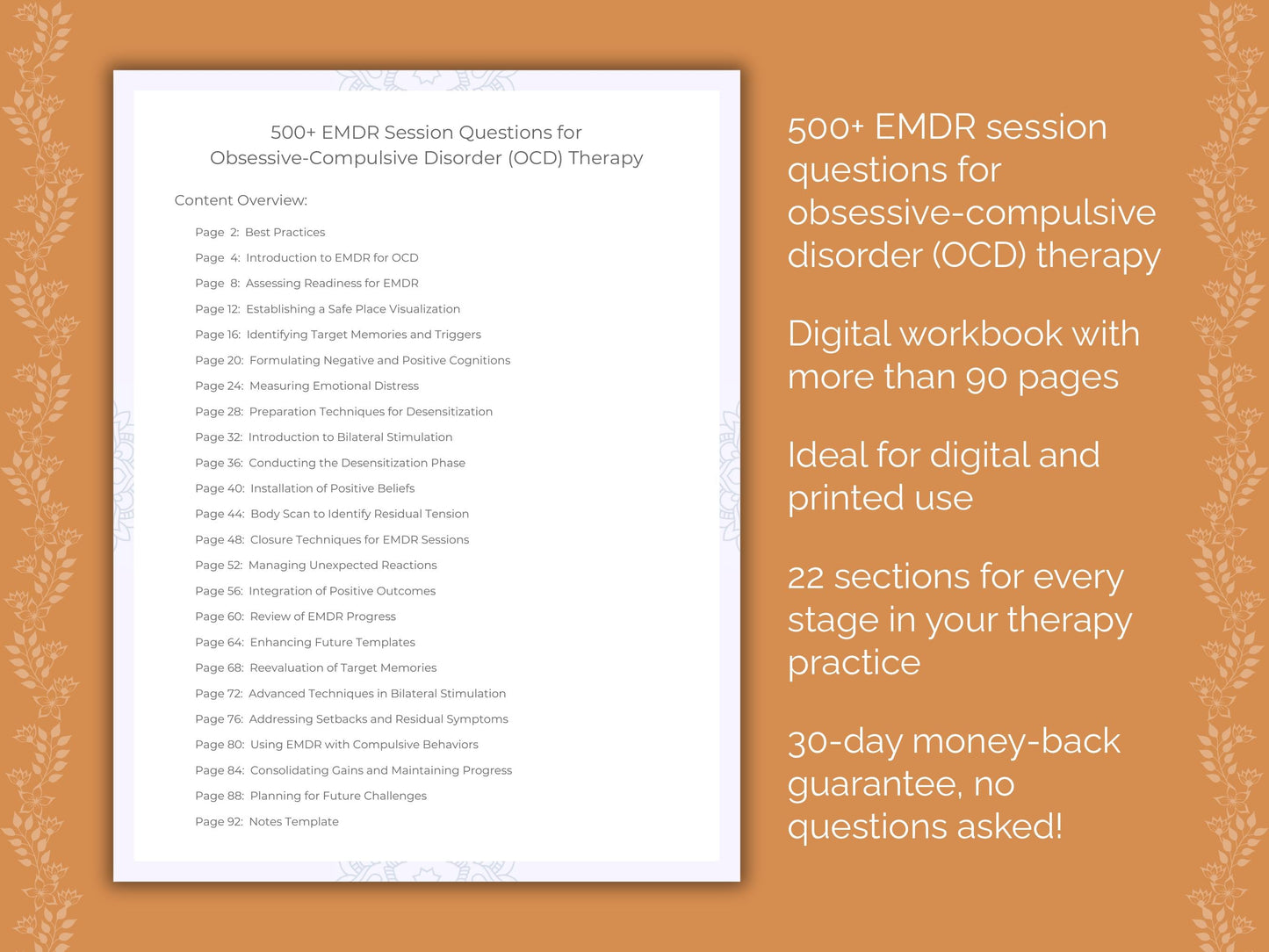 Obsessive-Compulsive Disorder (OCD) Eye Movement Desensitization and Reprocessing (EMDR) Therapist Worksheets