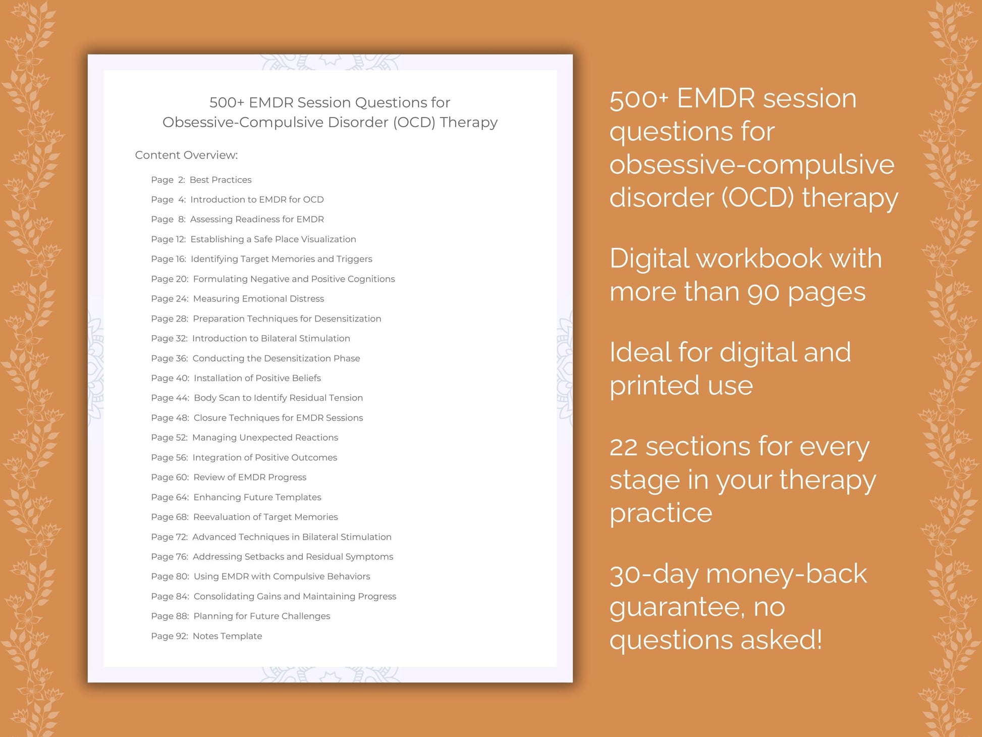 Obsessive-Compulsive Disorder (OCD) Eye Movement Desensitization and Reprocessing (EMDR) Therapist Worksheets