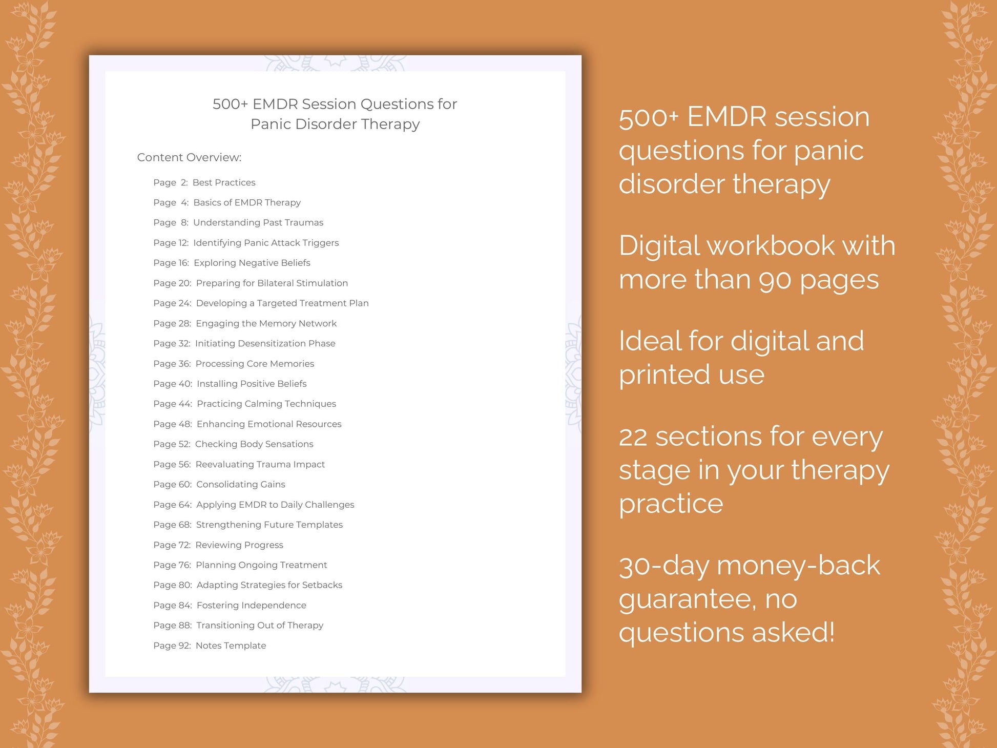 Panic Disorder Eye Movement Desensitization and Reprocessing (EMDR) Therapist Worksheets