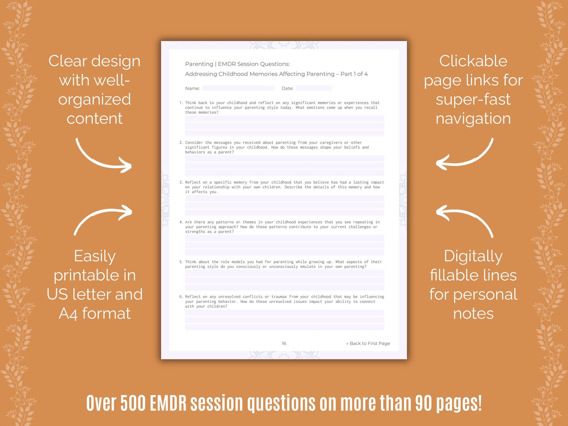 Parenting Eye Movement Desensitization and Reprocessing (EMDR) Counseling Templates